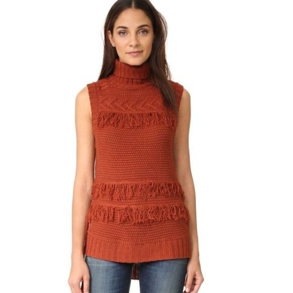 Anthropologie Sweaters - Knit Turtleneck Sweater with Fringe Size L